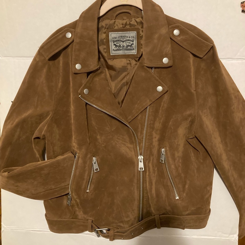 Women faux suede Levi’s biker jacket size XL